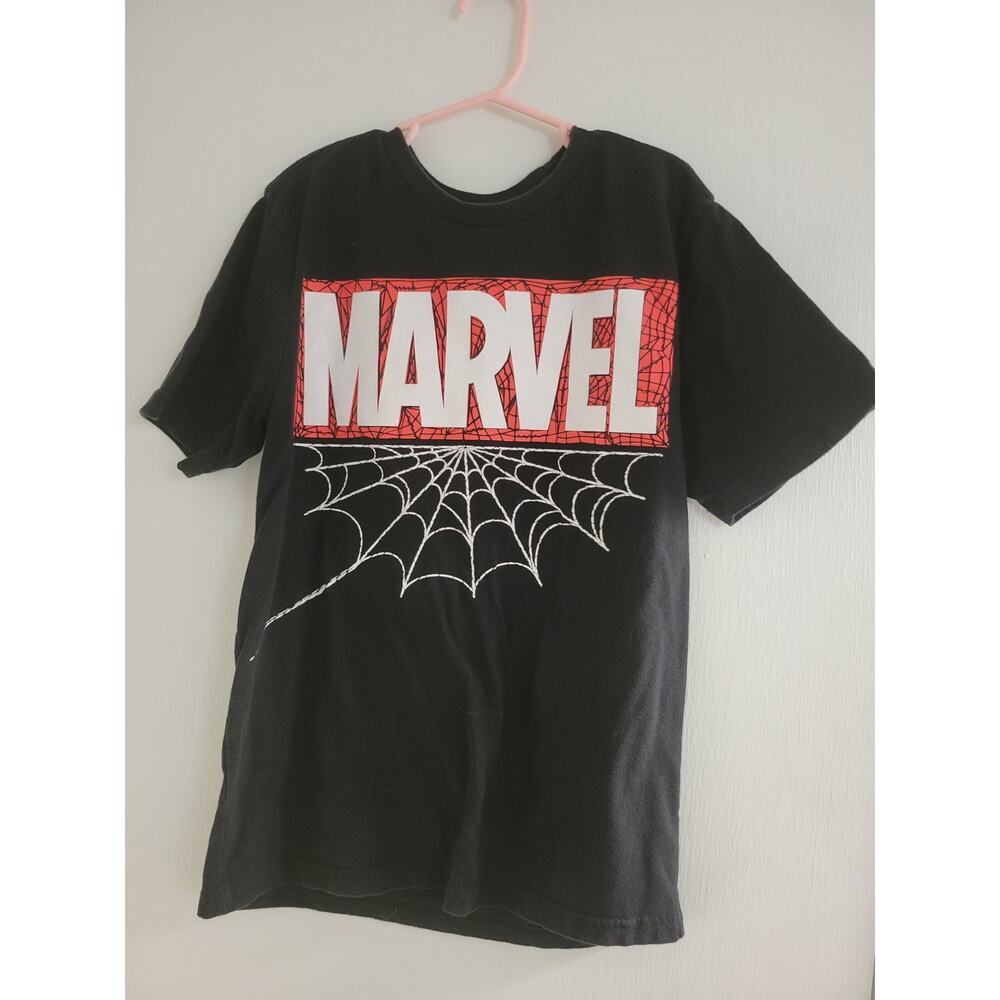 Marvel Superhero Spiderman Black Graphic Short Sleeve Tee Boys Size L